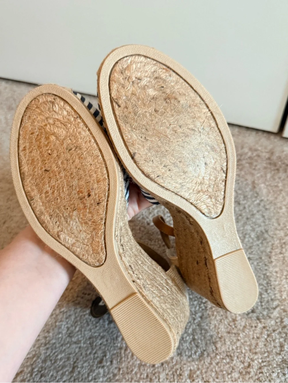 White Mountain Nautical Stripe Espadrille Wedge Sandals NWT